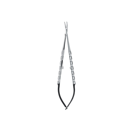 Microsurgical Curved Castro Needle Holder, Diamond Dusted, 18 cm (7")