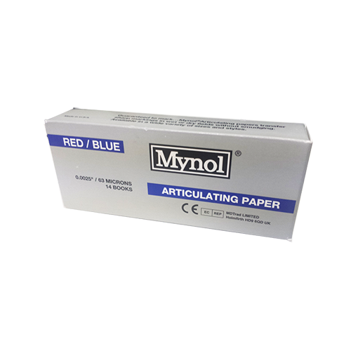 Mynol Articulating Papers - Thin Red/Blue 0.0025" (63 Microns). 140/Box