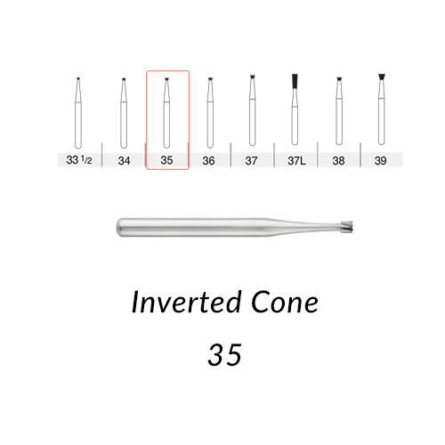 SS White Carbide Burs. FG-35 Inverted Cone. Clinic Pack of 100 pcs/bag
