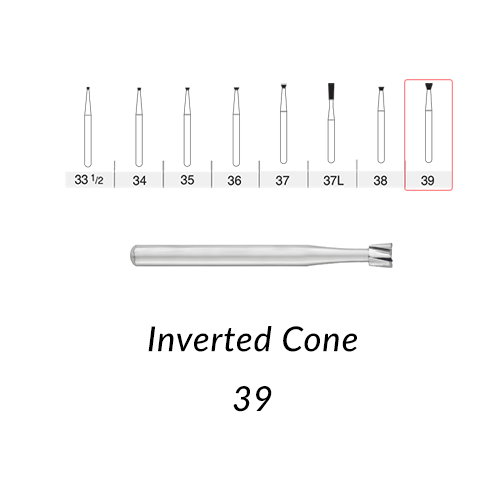 SS White Carbide Burs. FG-39 Inverted Cone. 10 pcs.