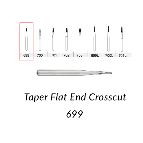 SS White Carbide Burs. FG-699 Taper Flat End Crosscut. 10 pcs.