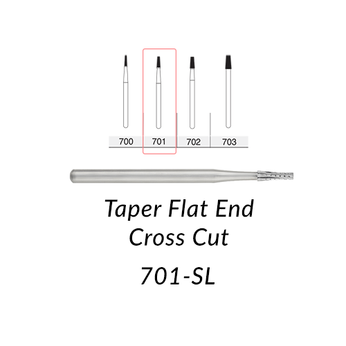 SS White Carbide Burs. FG-701-SL Taper Flat End Crosscut. 5 pcs.