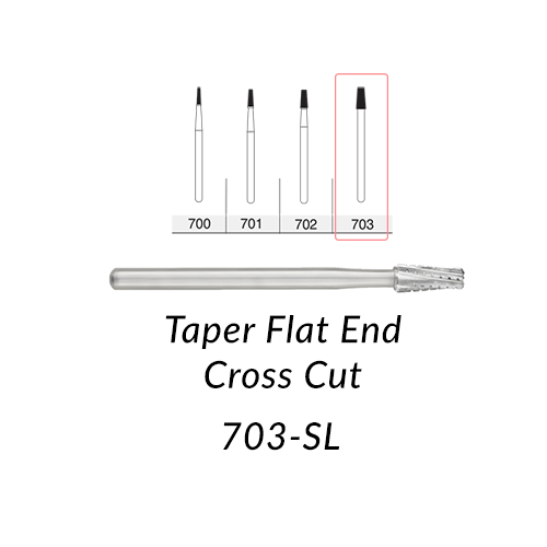 SS White Carbide Burs. FG-703-SL Taper Flat End Crosscut. 5 pcs.