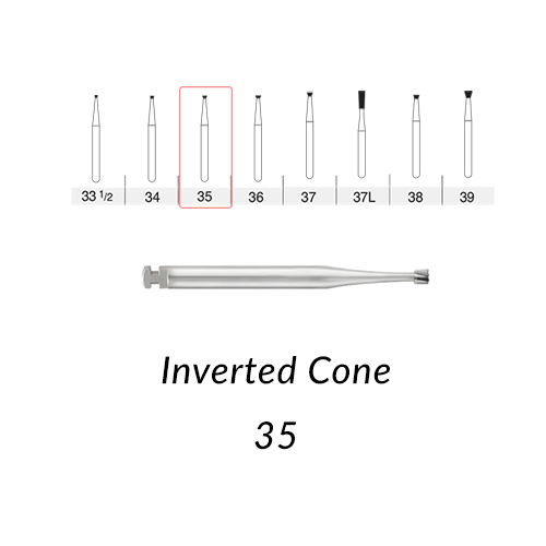 SS White Carbide Burs. RA-35 Inverted Cone. 10 pcs