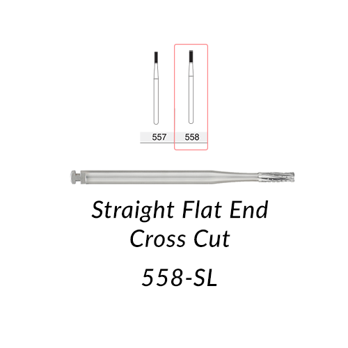 SS White Carbide Burs. RA-558-SL Straight Flat End Crosscut. 5 pcs.