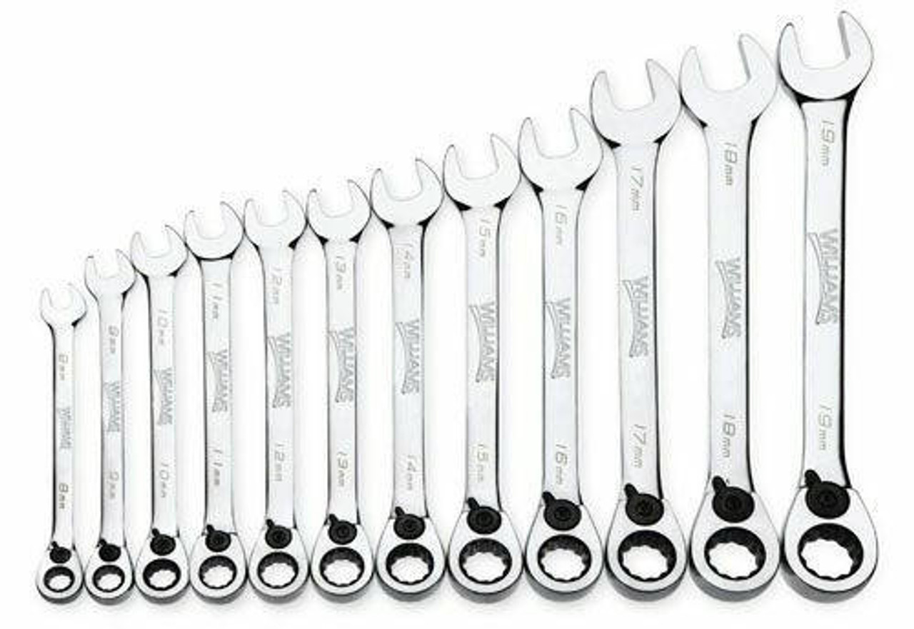 Williams 8 - 19MM Williams Ratcheting Combination Wrench Set 12 Pcs - MWS-12RC 