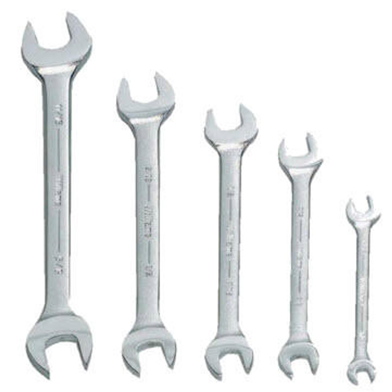 Williams 3/16 - 1/2" Williams Chrome Satin Short Double Open End Wrench Set 5 Pcs - WS-1605 