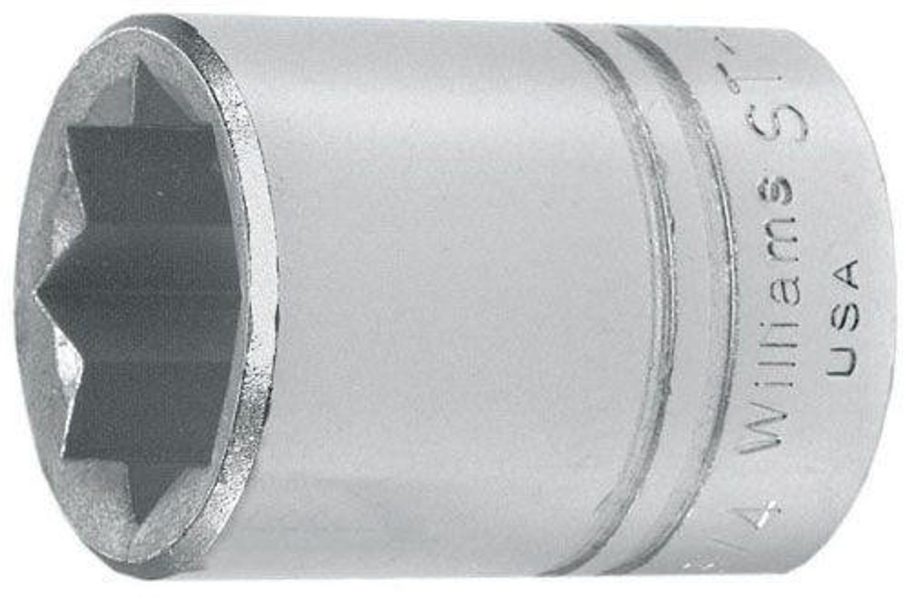 Williams Made In USA 1 1/8" Williams 1/2" Dr Shallow Socket 8 Pt - ST-836 