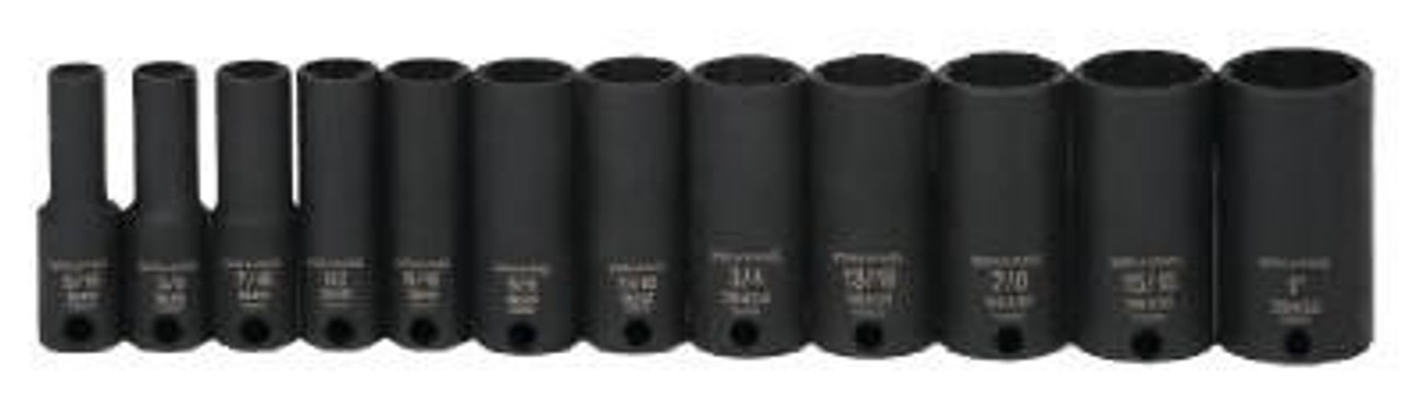 Williams 5/16 - 1" Williams 3/8" Dr Deep Impact Socket Set  12 Pt 12 Pcs - 36922 