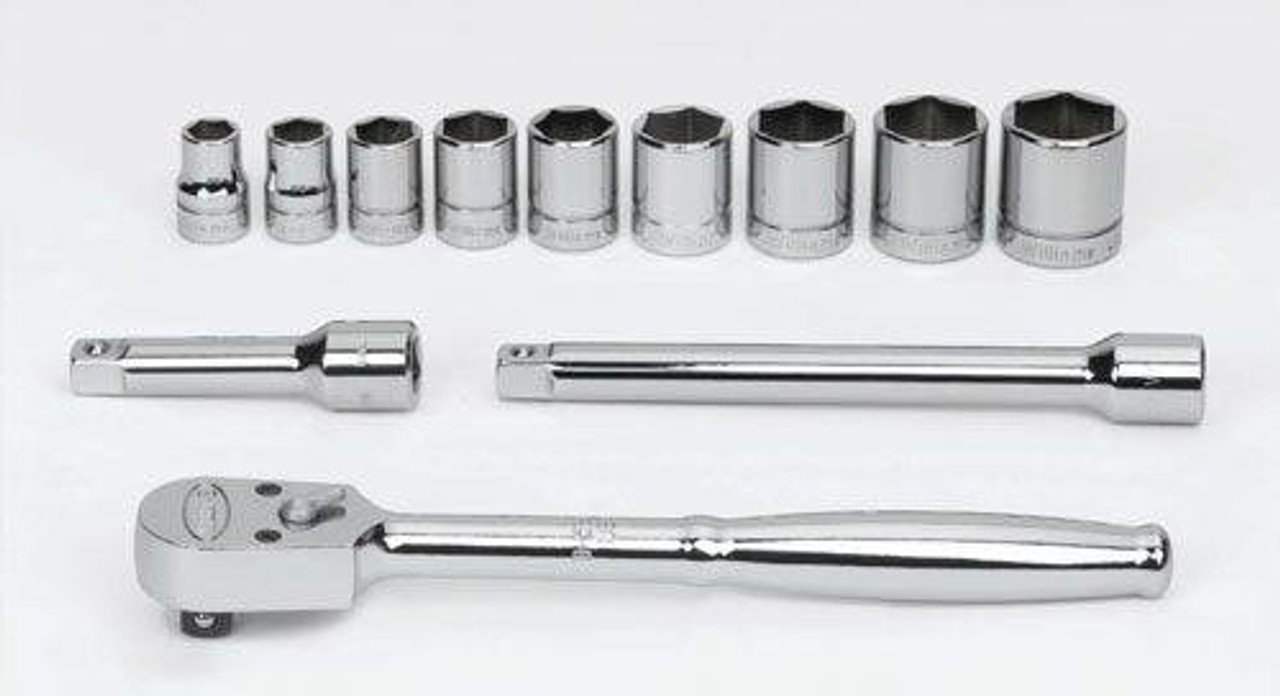 Williams Made In USA 3/8 - 7/8" Williams 3/8" Dr Shallow Socket & Tool Set 6 Pt 12 Pcs & Tool Box - WSB-12HFTB 