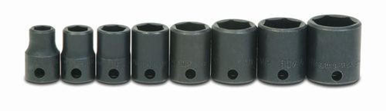 Williams Made In USA 1/4 - 1" Williams 3/8" Dr Shallow Impact Socket Set 6 Pt 13 Pcs - WS-2-13 