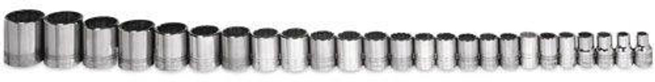 Williams Made In USA 3/8 - 1 1/4" Williams 1/2" Dr Shallow Socket Set 12 Pt 23 Pcs - WSS-23RC 