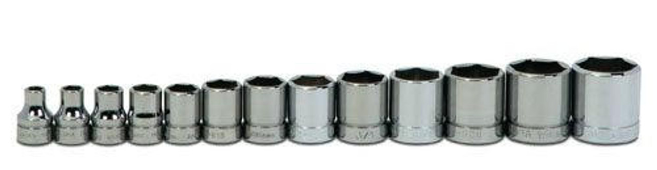 Williams Made In USA 1/4 - 1" Williams 3/8" Dr Shallow Socket Set 6 Pt 13 Pcs - WSB-13HRC 