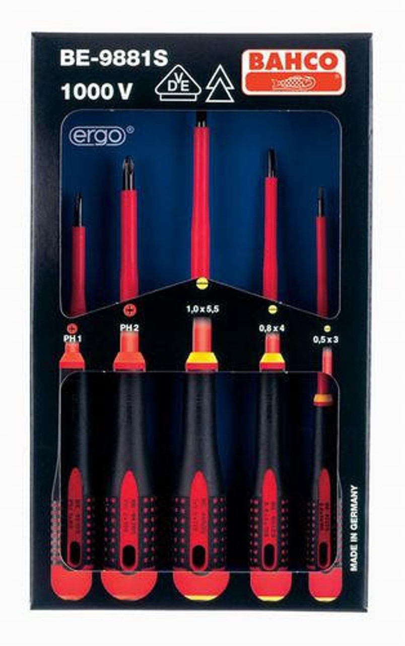  Bahco 1000 V Ergo Screwdriver Set 5 Pcs - BE-9881S 