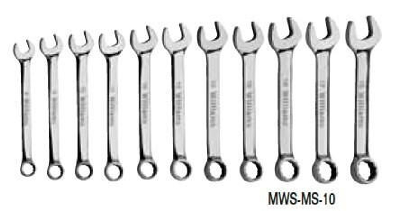 Williams 8MM - 17MM Williams High Polished Chrome Short Combinaton Wrench Set 10s - MWS-MS10 