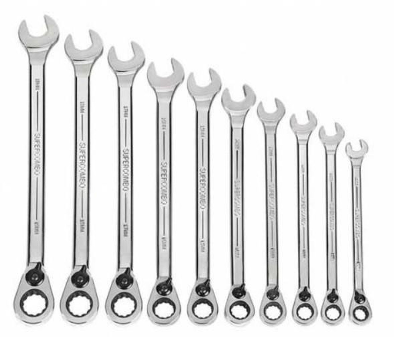 Williams 10 - 19mm Williams Stubby Combination Ratcheting Wrench Set 10 Pcs - MWS-10RSS 