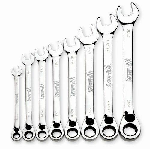 Williams 5/16 - 3/4" Williams Ratcheting Combination Wrench Set 8 Pcs - WS-1168RC 