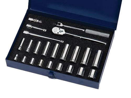 Williams Made In USA 3/8 - 7/8" Williams 3/8" Dr Shallow & Deep Socket & Tool Set 12 Pt 23 Pcs - WSB-23F 