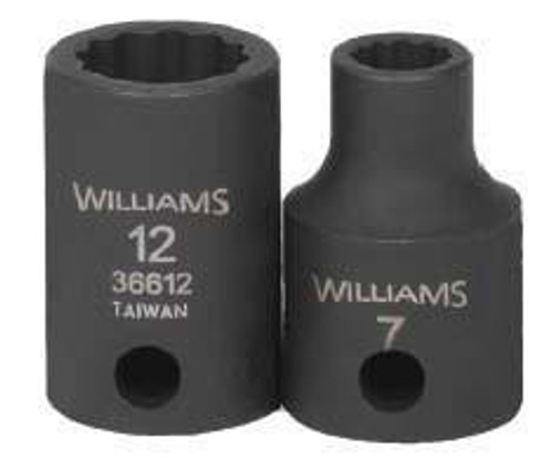 Williams 15MM Williams 3/8" Dr Shallow Impact Socket 12 Pt - 36615 