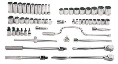 Williams Made In USA 3/8 - 1 1/2" Shallow & 1/2 -1 1/8" Deep Williams 1/2" Dr Socket & Tool Set 12 Pt 57 Pcs - WSS-57F 