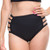 High Waist Cut Out Bikini Bottoms - Black