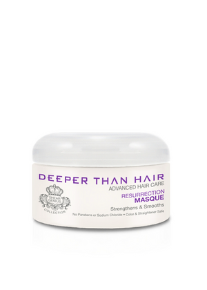 Our Keratin infused deep conditioning treatment aka Resurrection Masque is super-charged with proteins and extracts. It restores, moisturizes, strengthens, stops frizz and reduces breakage. Perfect for your monthly deep conditioning treatments.