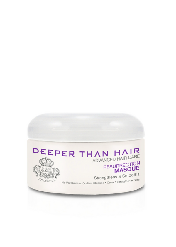 Our Keratin infused deep conditioning treatment aka Resurrection Masque is super-charged with proteins and extracts. It restores, moisturizes, strengthens, stops frizz and reduces breakage. Perfect for your monthly deep conditioning treatments.