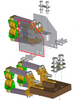 3D model of subassembly with part outlined in red