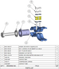 3D exploded view of UZD bowtie contact assembly with parts list shown