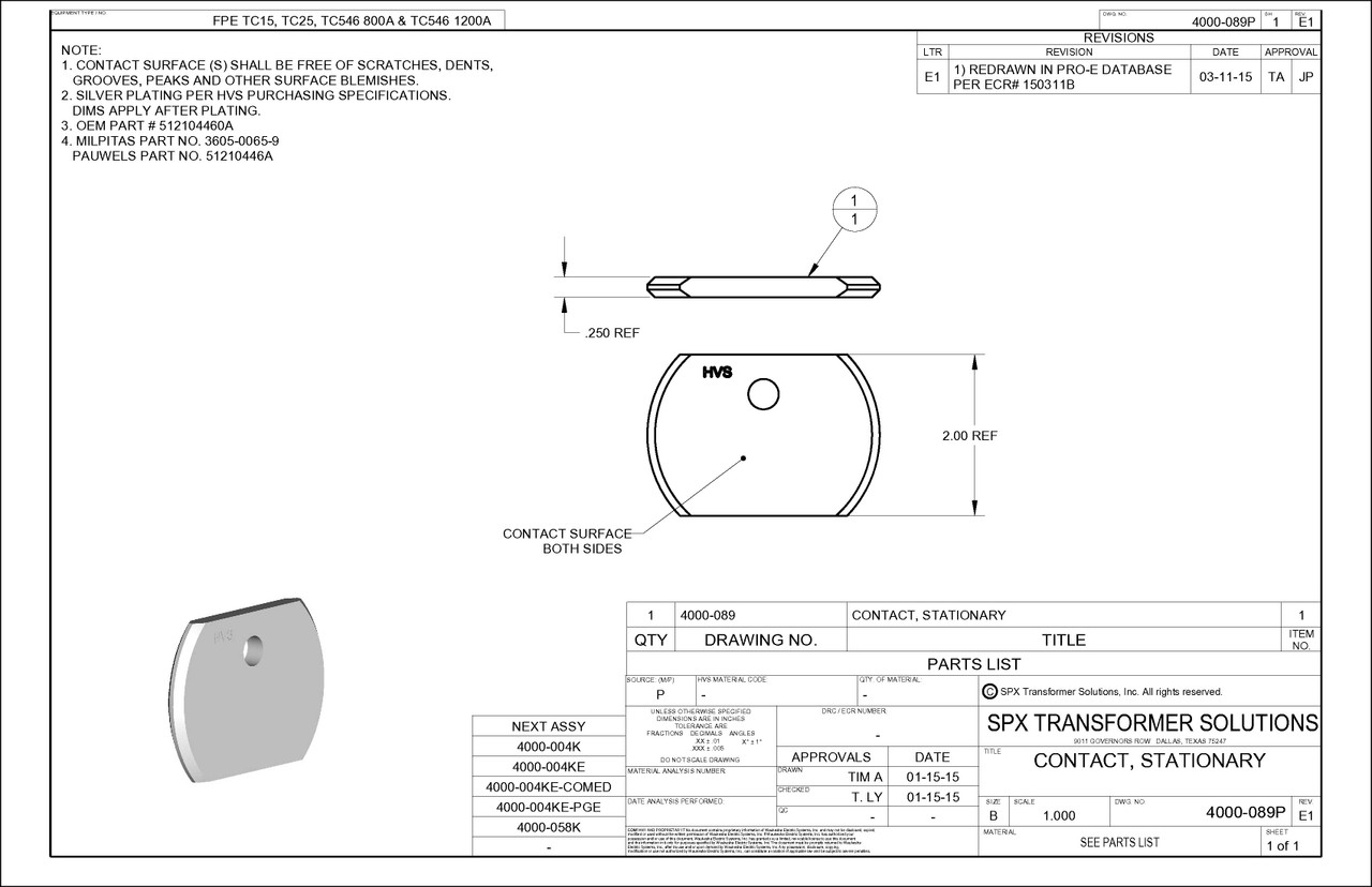 Selector Switch Stationary Contact - TC546