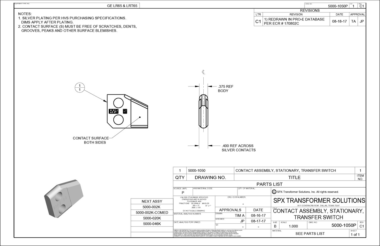 Transfer Switch Stationary Contact