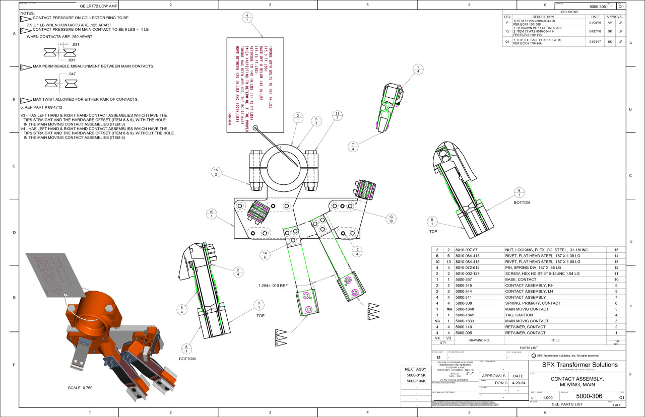 Selector Switch Moving Contact Assembly - Low Amp LRT72