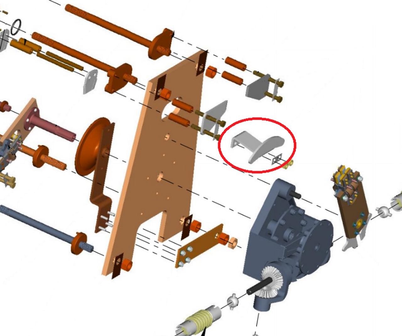 3D exploded view of 550B phase showing neutral contact circled in red