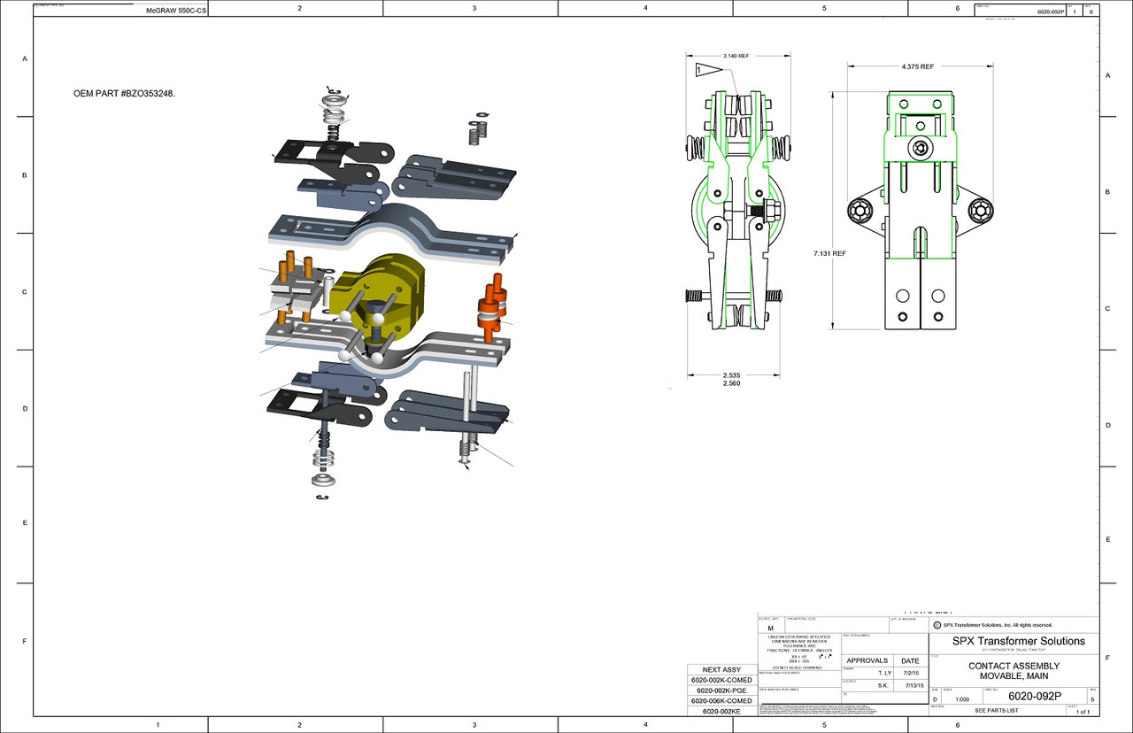 Selector Switch Moving Contact Assembly - 550C