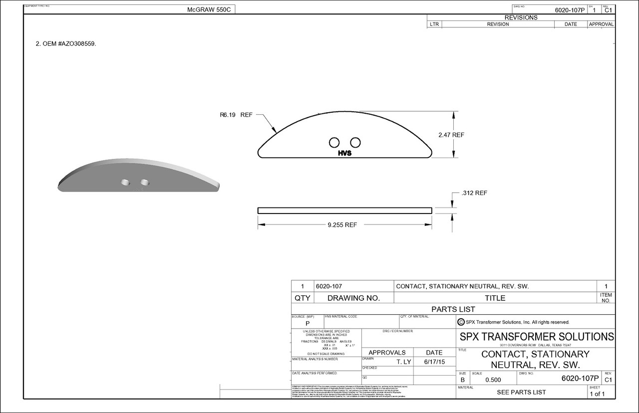 Reversing Switch Stationary Contact - Neutral