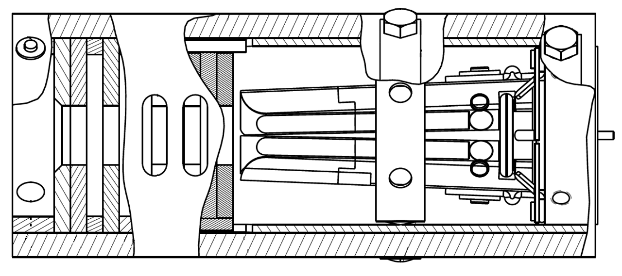 2D drawing showing side of arcing chamber assembly