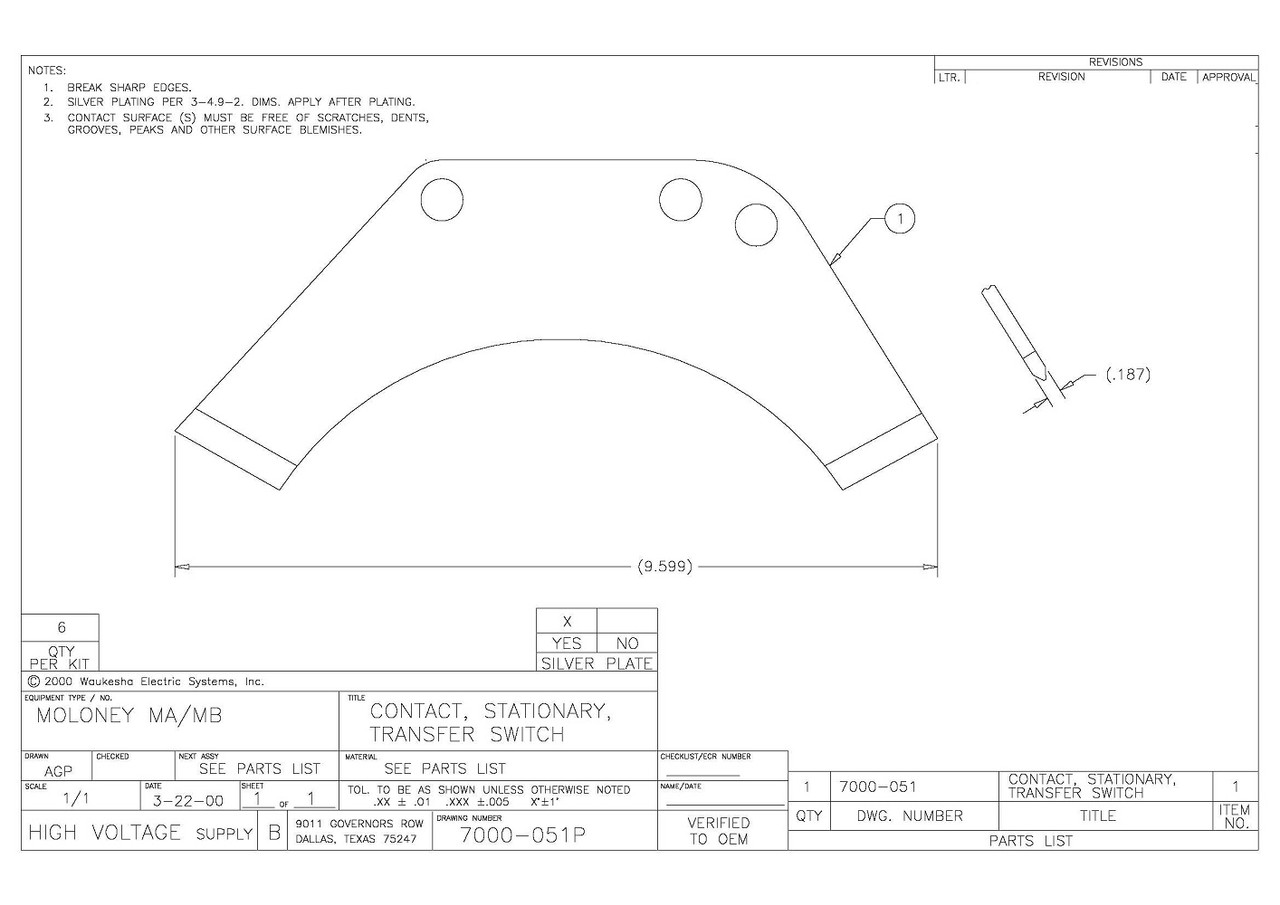 Drawing of stationary contact