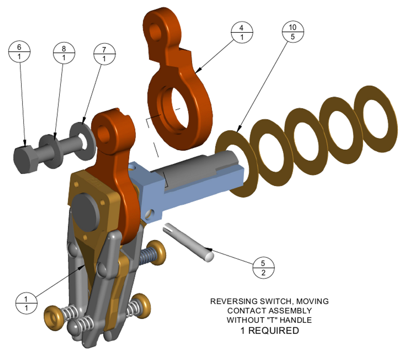 3D model of reversing switch moving contact without T-handle