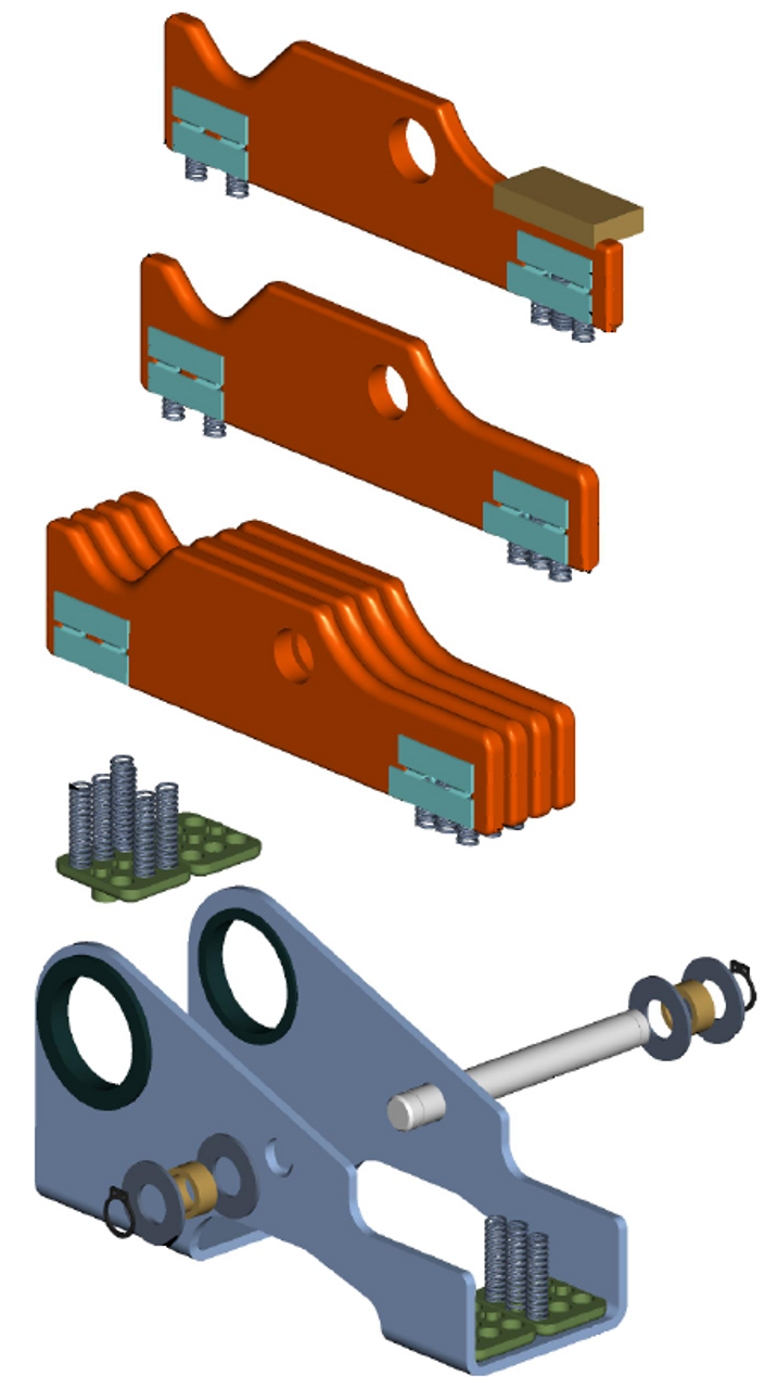 3D model exploded view of RMV-II bypass switch contact assembly