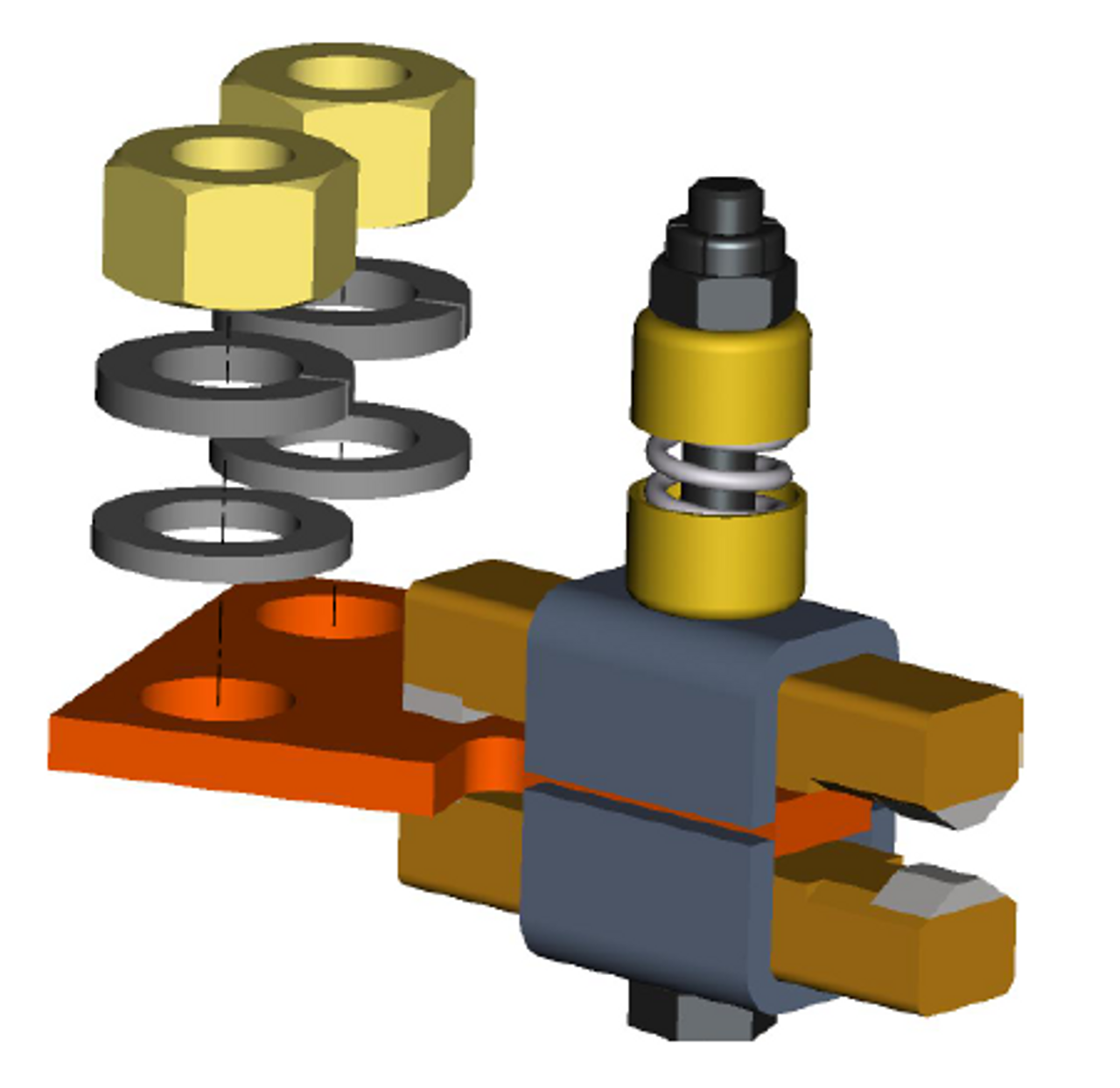 3D model of transfer switch stationary contact assembly