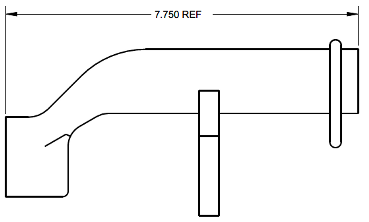 2D side view of part with length dimension