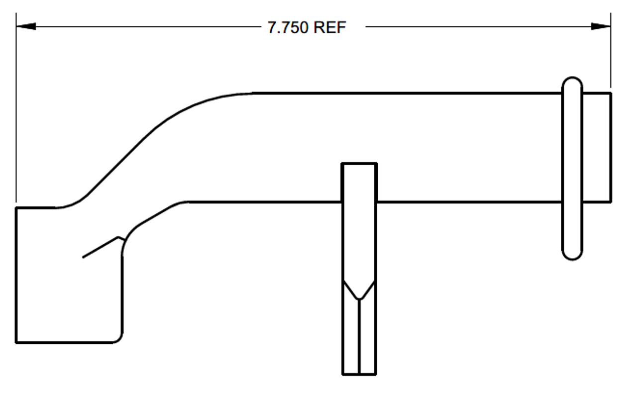 2D side view of part with length dimension