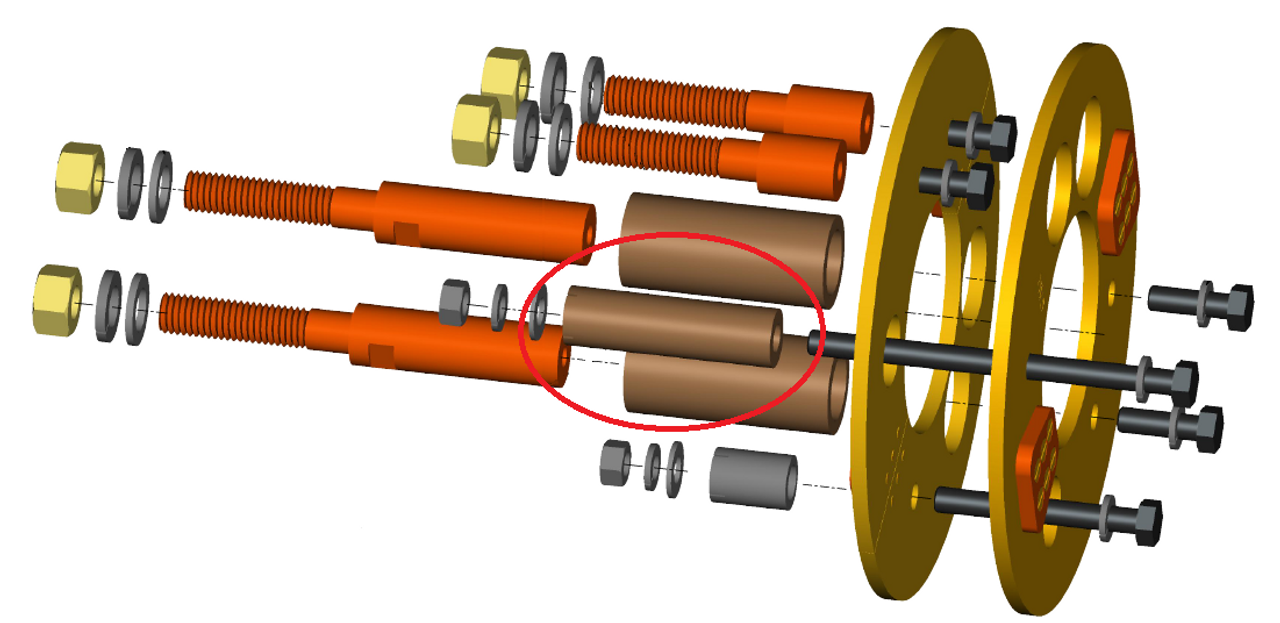 3D model of sub-assembly with part circled