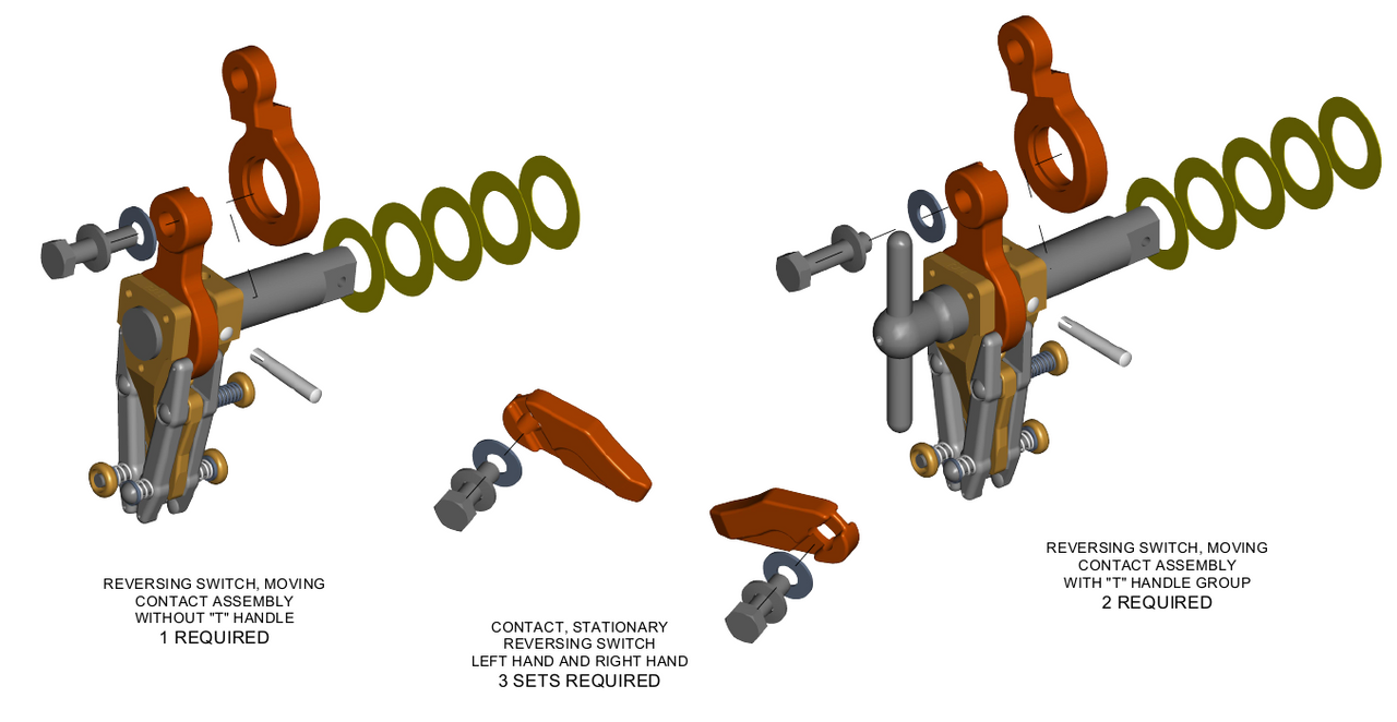 3D model of UZE reversing switch parts included in full contact kit