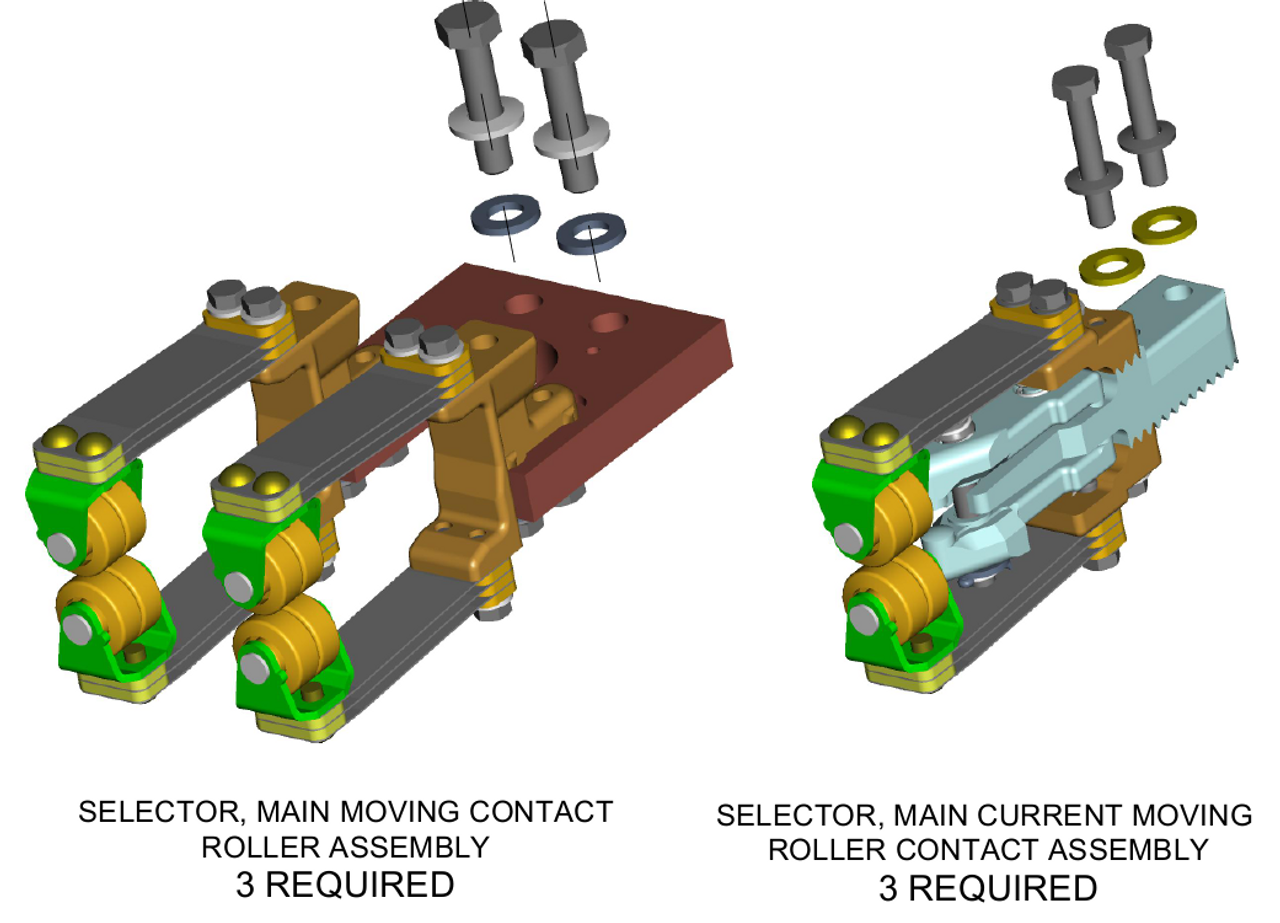 3D model of UZE selector switch parts included in full contact kit