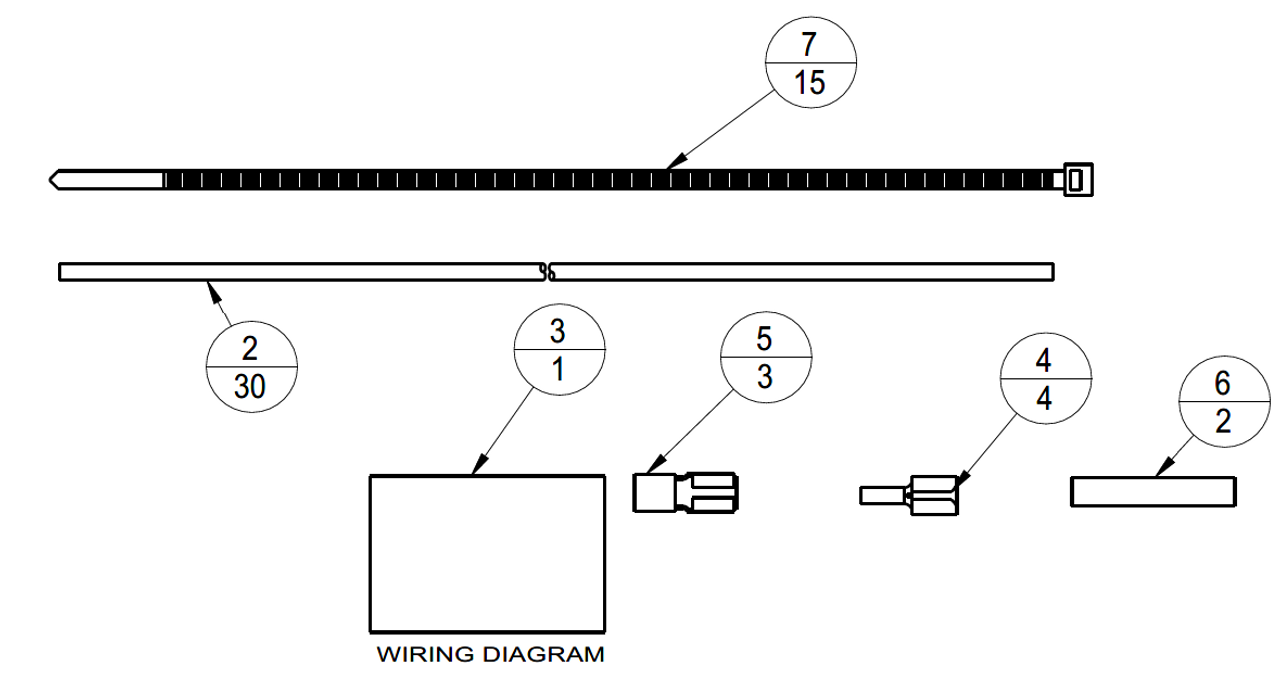 2D drawings of the other parts in the UZD motor replacement kit