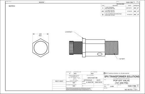 Pop Off Pressure Valve