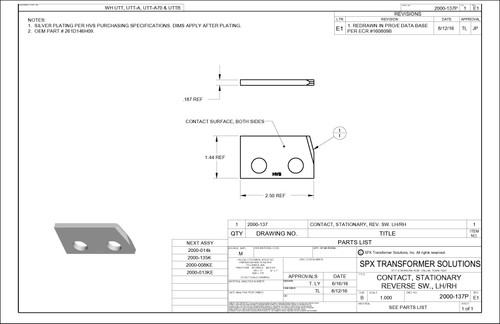 Reversing Switch Stationary Contact