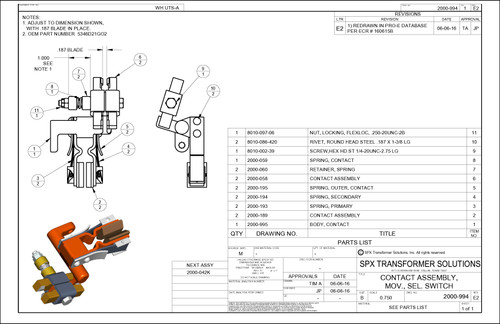 Selector Switch Moving Contact Assembly 2 - UTS-A