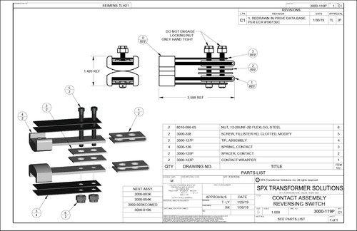 Reversing Switch Moving Contact Assembly - TLH21